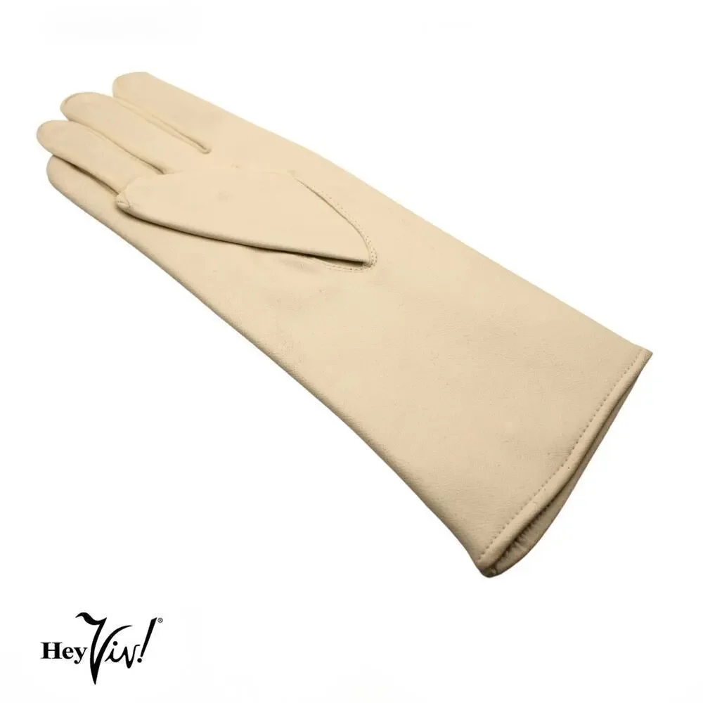 Vintage Max Myer Gloves Embroidered Ivory Vinyl w WT Grant Tag Japan - Hey Viv